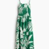 H & M - Strapjurk met smokwerk - Groen/Witte Bloemen