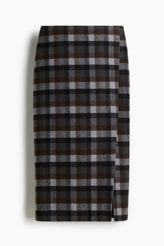 H & M - Overslagrok - Donkerbruin/Geruit