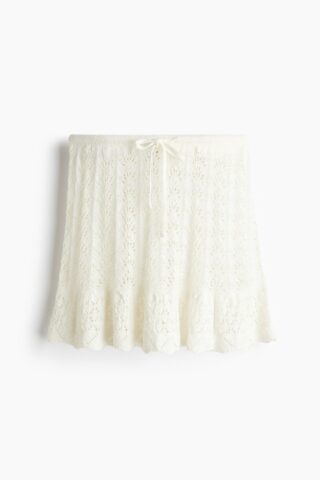 H & M - Ajourgebreide rok - Wit