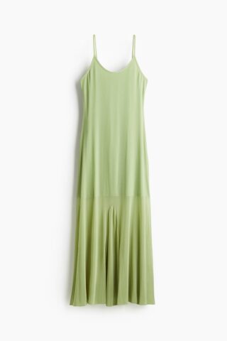 H & M - Strappy jurk van mesh - Lichtgroen
