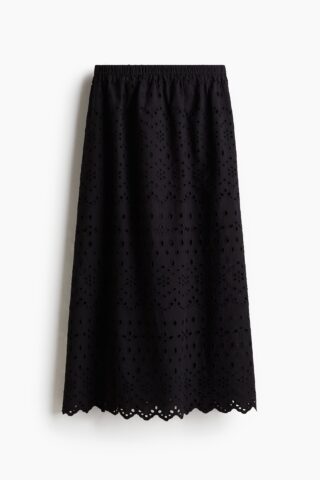H & M - Rok met broderie anglaise - Zwart