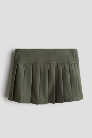 H & M - Twill plooirok - Kakigroen