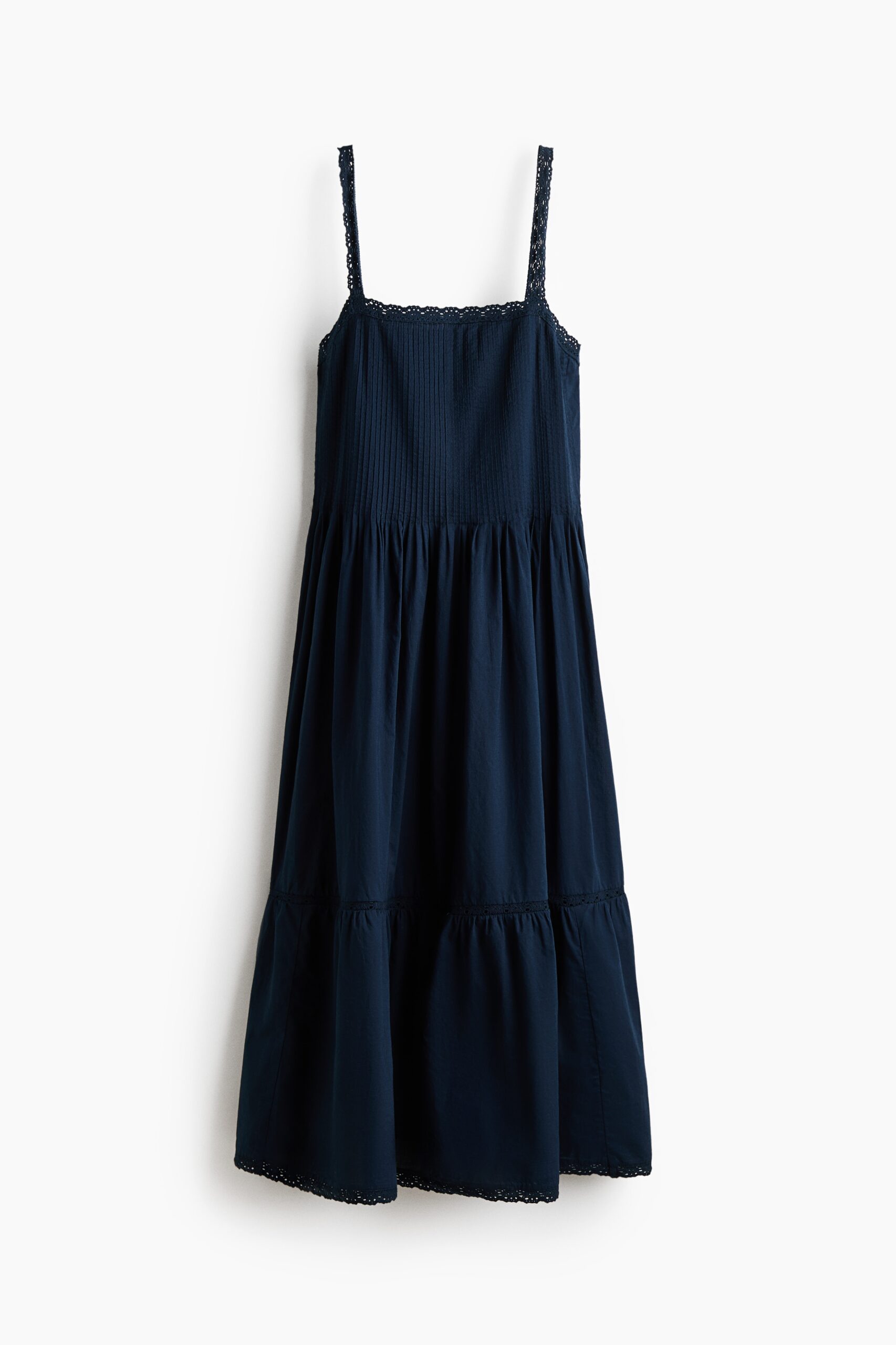 H & M - Uitlopende jurk met kant - Marineblauw