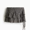 H & M - Gedrapeerde volantrok - Donkergrijs/Bloemen