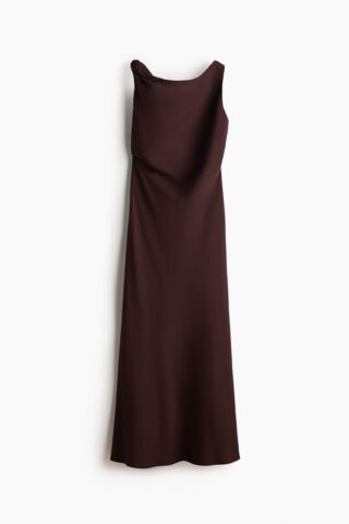 H & M - Mouwloze jurk van linnenmix - Donkerbruin