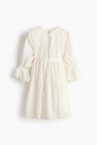 H & M - Katoenen jurk met kant - Wit