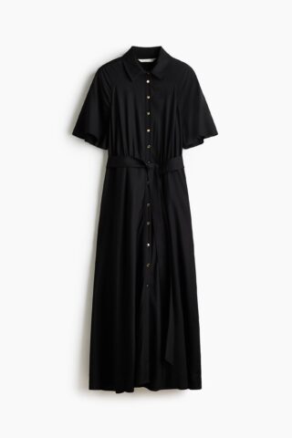 H & M - Overhemdjurk met strikceintuur - Zwart