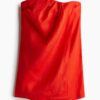 H & M - Linnen bandeaujurk - Helderrood