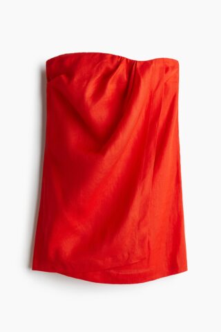 H & M - Linnen bandeaujurk - Helderrood