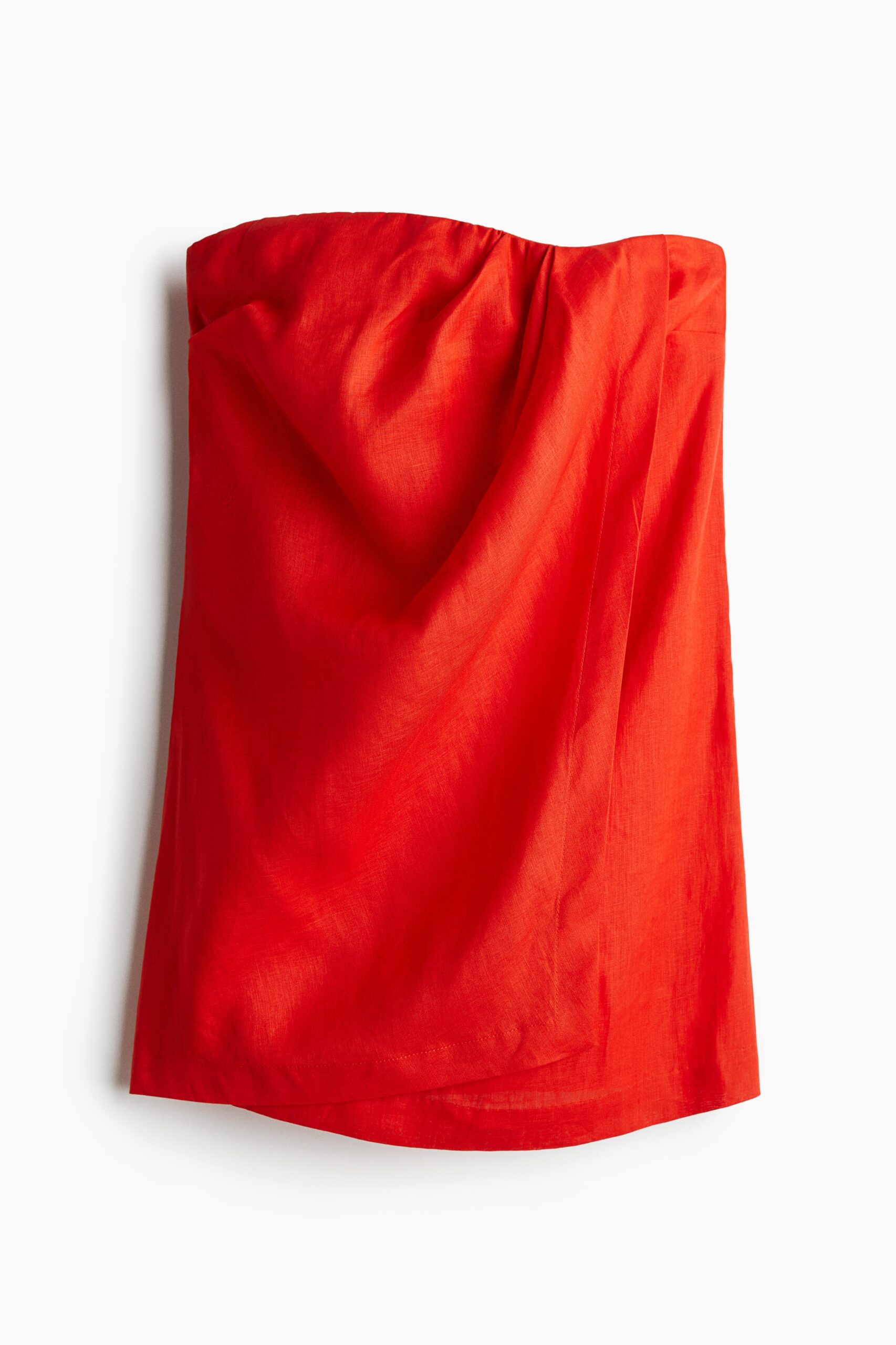 H & M - Linnen bandeaujurk - Helderrood H & M - Linnen bandeaujurk - Helderrood