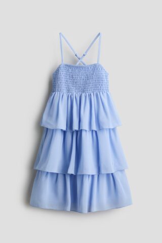 H & M - Chiffon jurk met volants - Lichtblauw