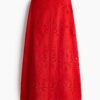 H & M - Katoenen rok met broderie anglaise - Helderrood