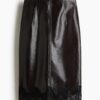 H & M - Kokerrok met coating - Donkerbruin