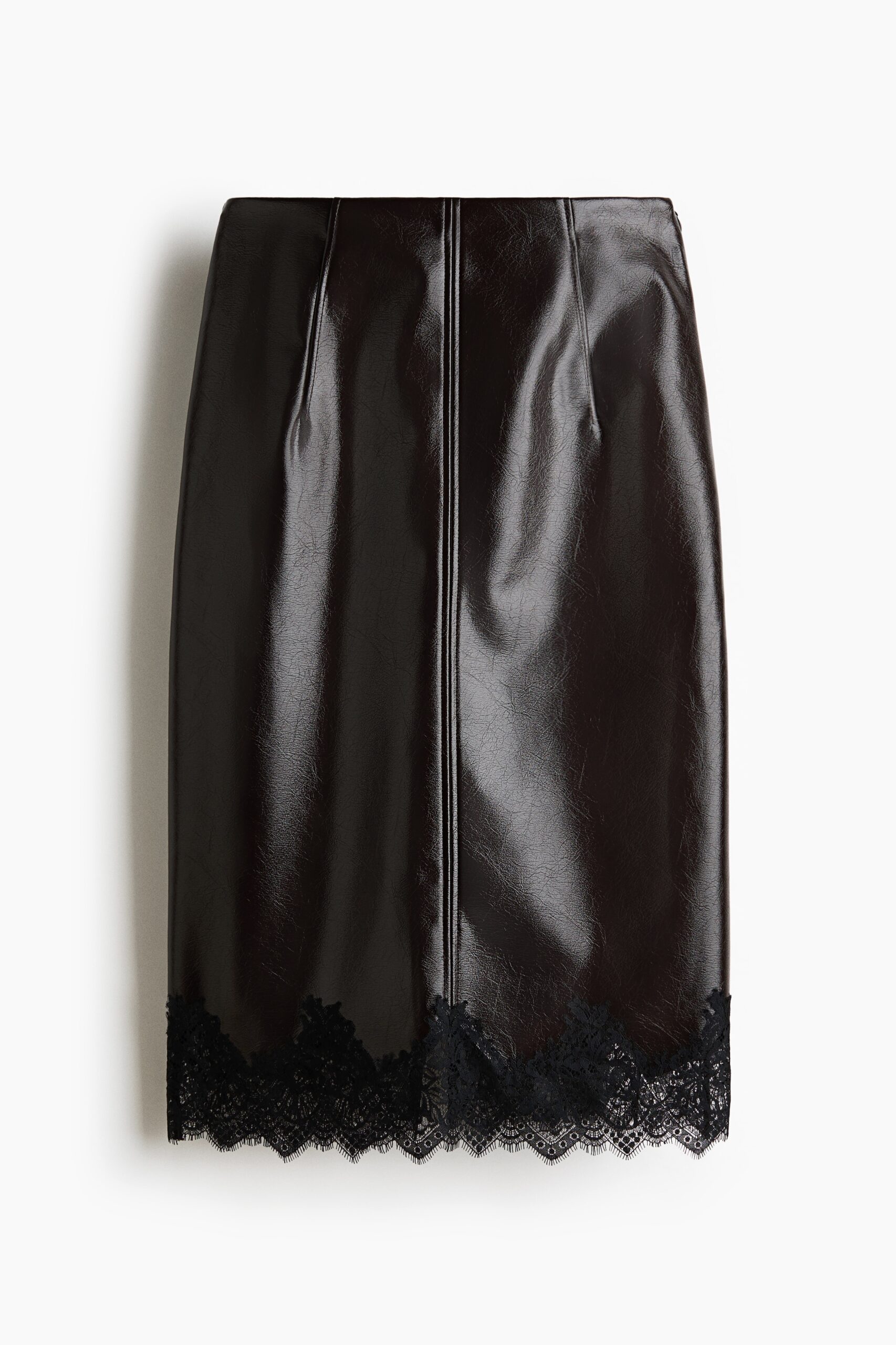 H & M - Kokerrok met coating - Donkerbruin