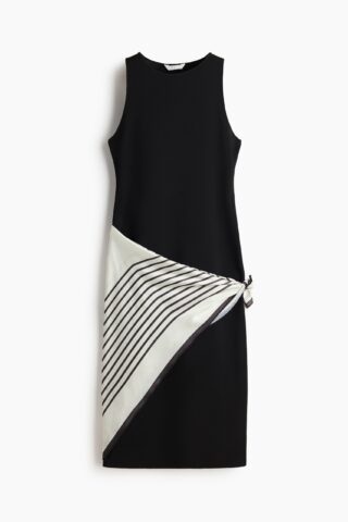 H & M - Jurk met sjaaldetail - Zwart/Wit