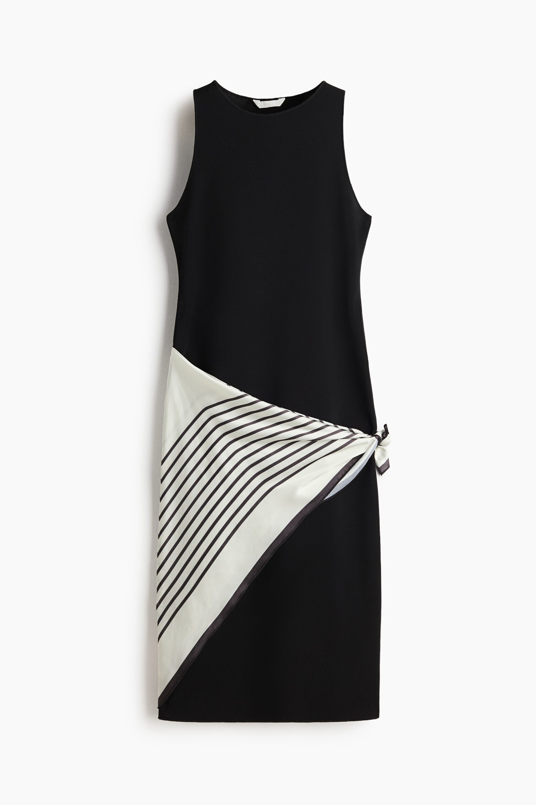 H & M - Jurk met sjaaldetail - Zwart/Wit