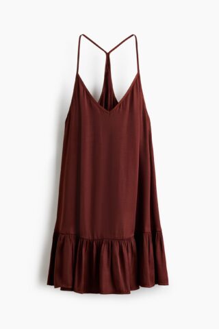 H & M - Strappy A-linejurk - Donker Roestrood
