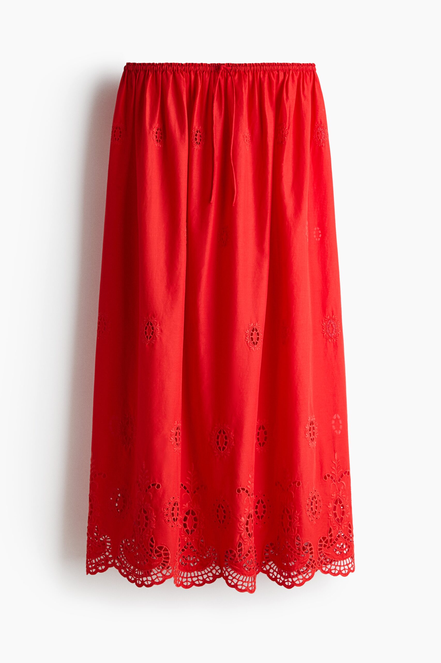 H & M - Drawstringrok met broderie anglaise - Rood H & M - Drawstringrok met broderie anglaise - Rood
