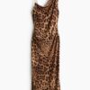 H & M - Asymmetrische tricot jurk - Donkerbeige/Luipaarddessin