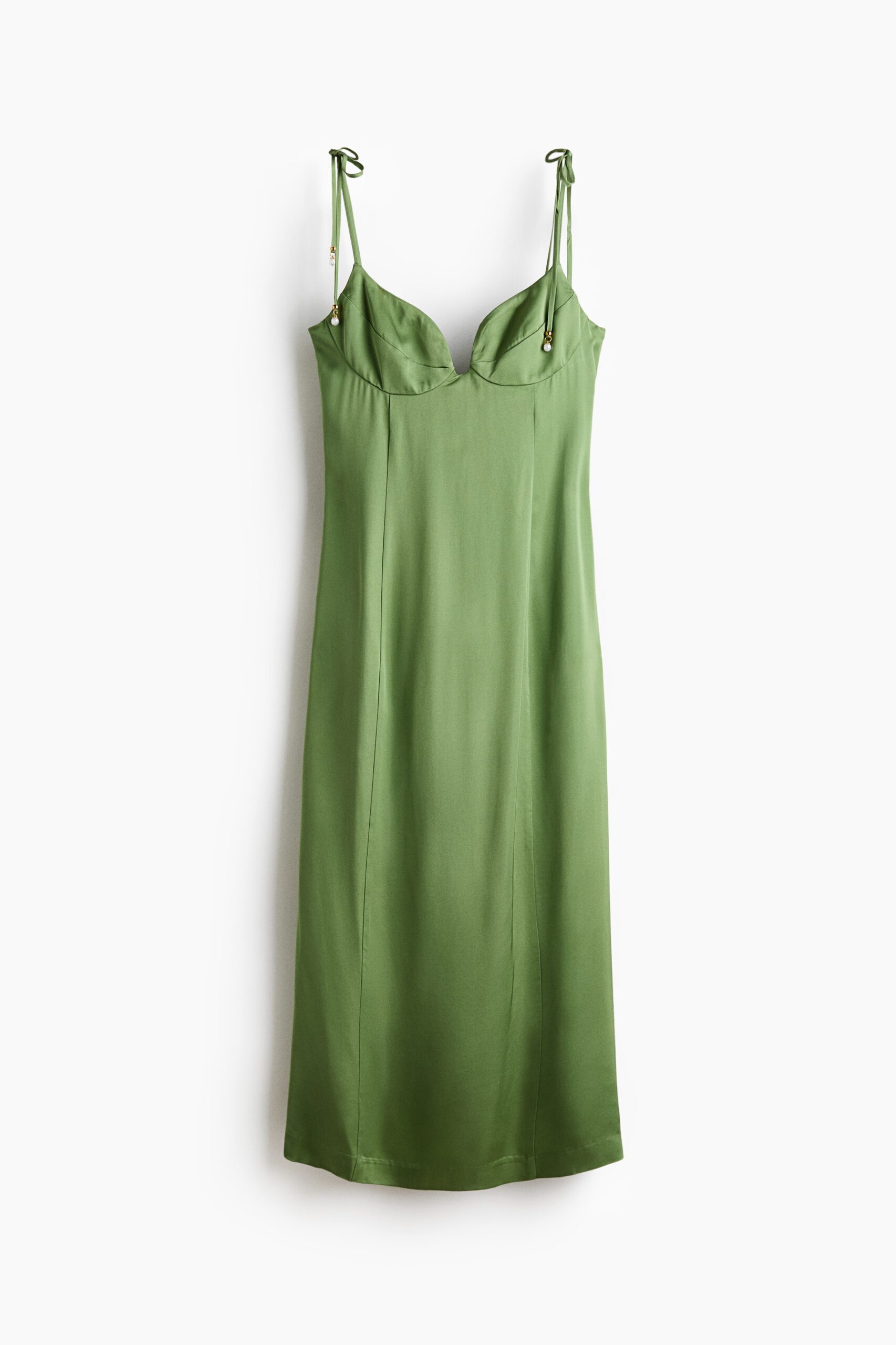 H & M - Satijnen jurk met strikbanden - Groen H & M - Satijnen jurk met strikbanden - Groen