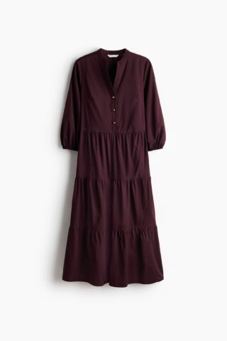 H & M - Halflange strokenjurk - Donkerpaars