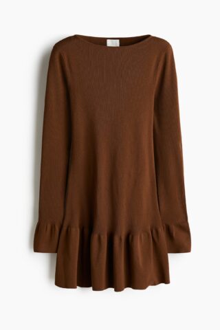 H & M - Ribgebreide jurk - Bruin