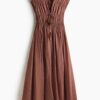 H & M - Ramie jurk met drawstring - Bruin