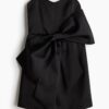 H & M - Satijnen bandeaujurk met grote strik - Zwart