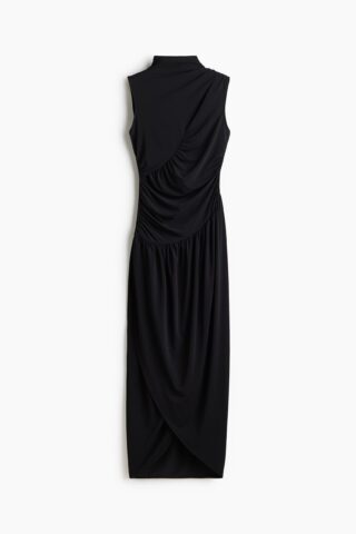 H & M - Gedrapeerde jurk met turtleneck - Zwart