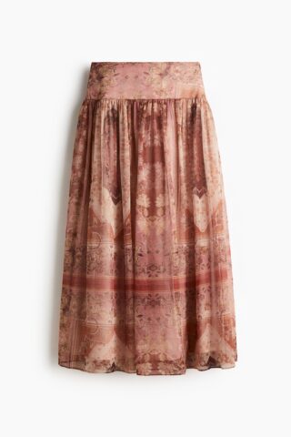 H & M - Uitlopende rok - Dusty Rood/Dessin