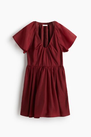 H & M - Jurk met vlindermouwen - Bordeauxrood