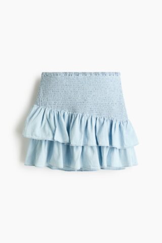 H & M - Denim rok met smokwerk - Lichtblauw