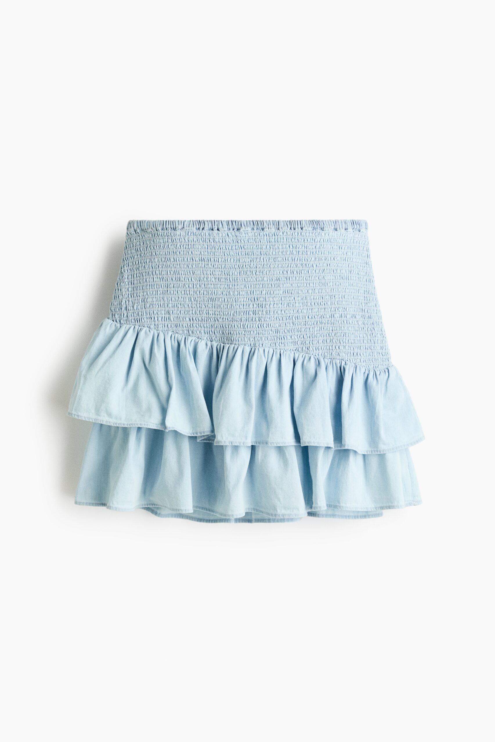 H & M - Denim rok met smokwerk - Lichtblauw