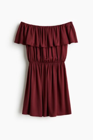 H & M - Off-the-shoulderjurk - Donkerrood