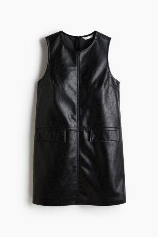 H & M - Mini-jurk met coating - Zwart