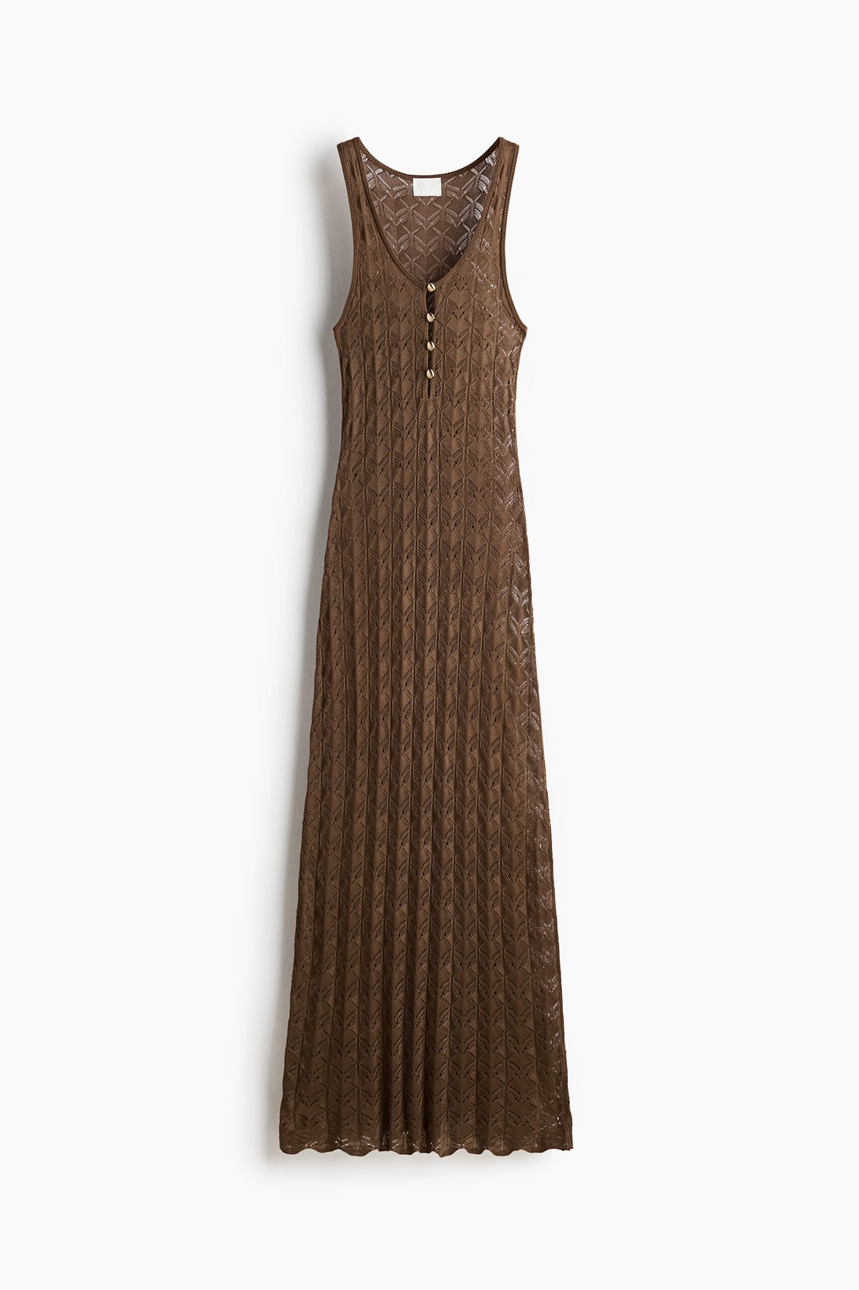 H & M - Jurk met knoopsluiting en gehaakte look - Bruin