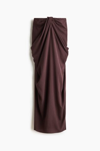 H & M - Bandeaujurk met geknoopt detail - Donkerbruin