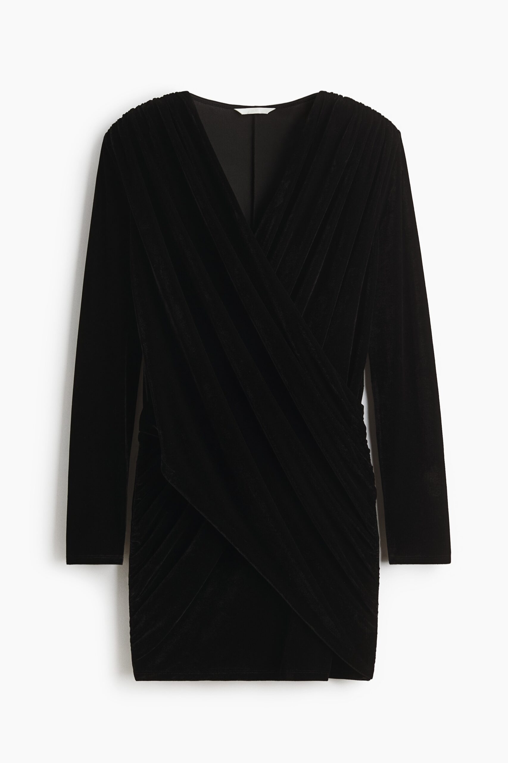 H & M - Gedrapeerde velours mini-jurk - Zwart