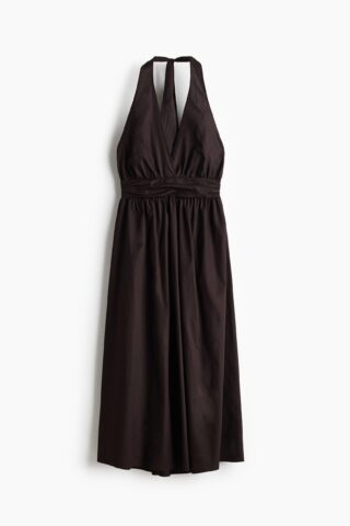 H & M - Katoenen halterjurk - Donkerbruin