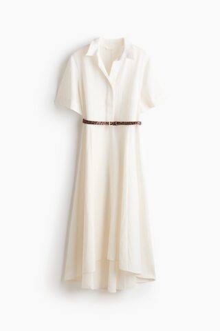 H & M - Overhemdjurk met strikceintuur - Wit