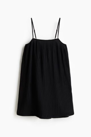H & M - Strappy plisséjurk - Zwart