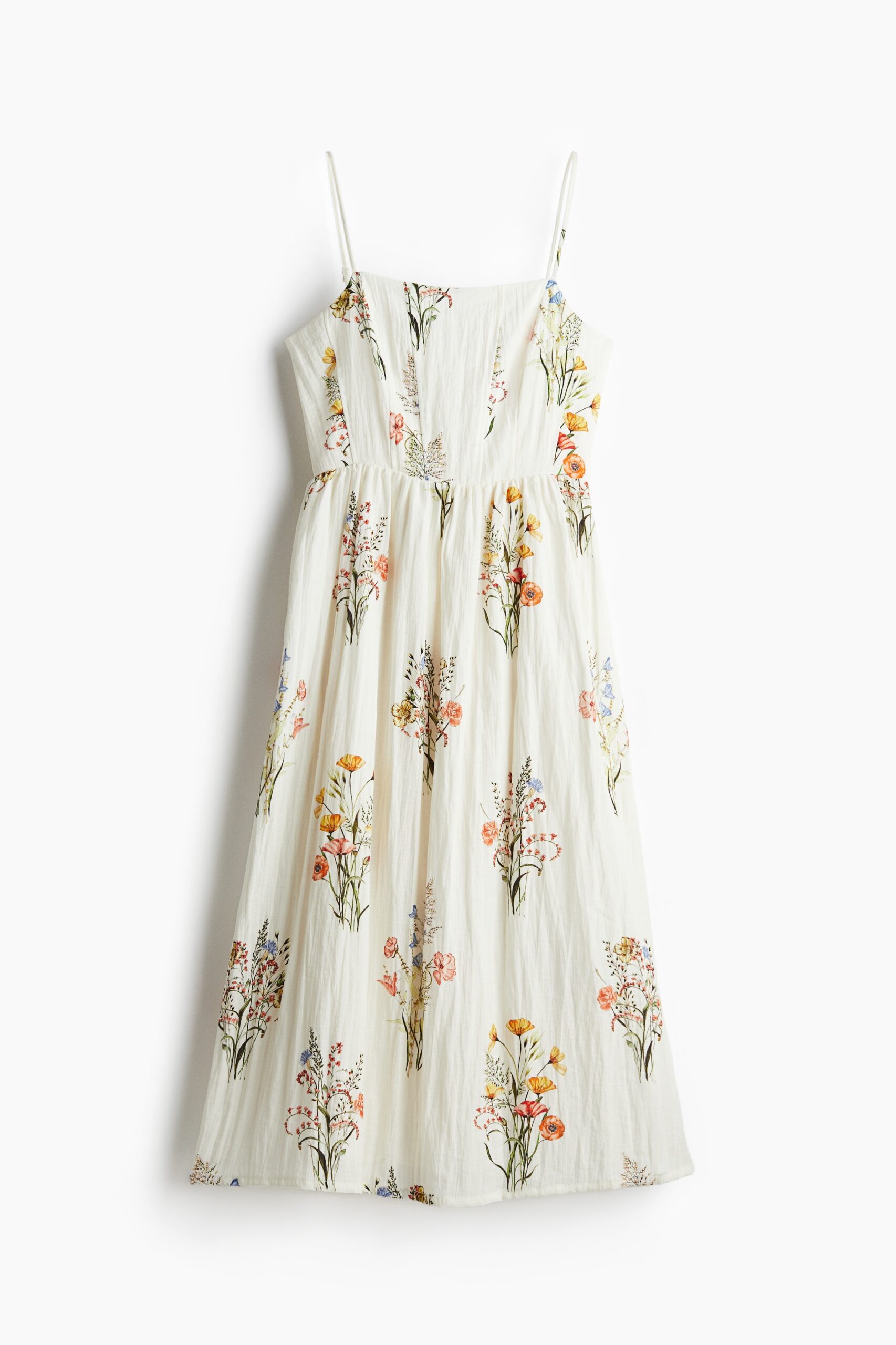 H & M - Strappy midi-jurk - Wit/Bloemen H & M - Strappy midi-jurk - Wit/Bloemen