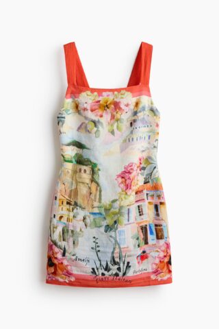 H & M - Mouwloze open-backjurk - Koraalrood/Dessin