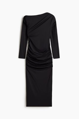 H & M - Draped one-shoulder dress - Zwart