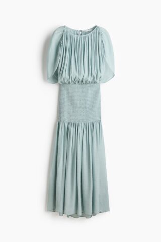 H & M - Gesmokte jurk met capedetail - Lichtturkoois