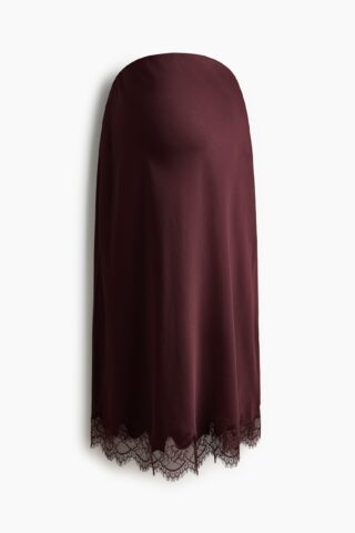 H & M - MAMA Lace-trimmed slip skirt - Bordeauxrood