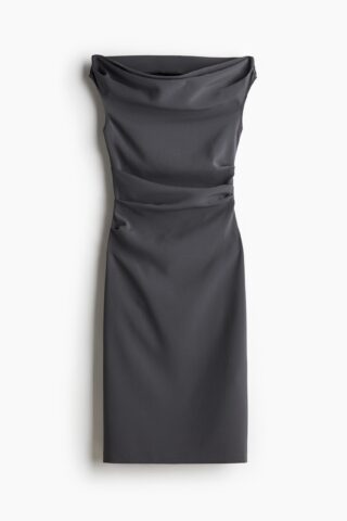 H & M - Gedrapeerde jurk van twill - Donkergrijs