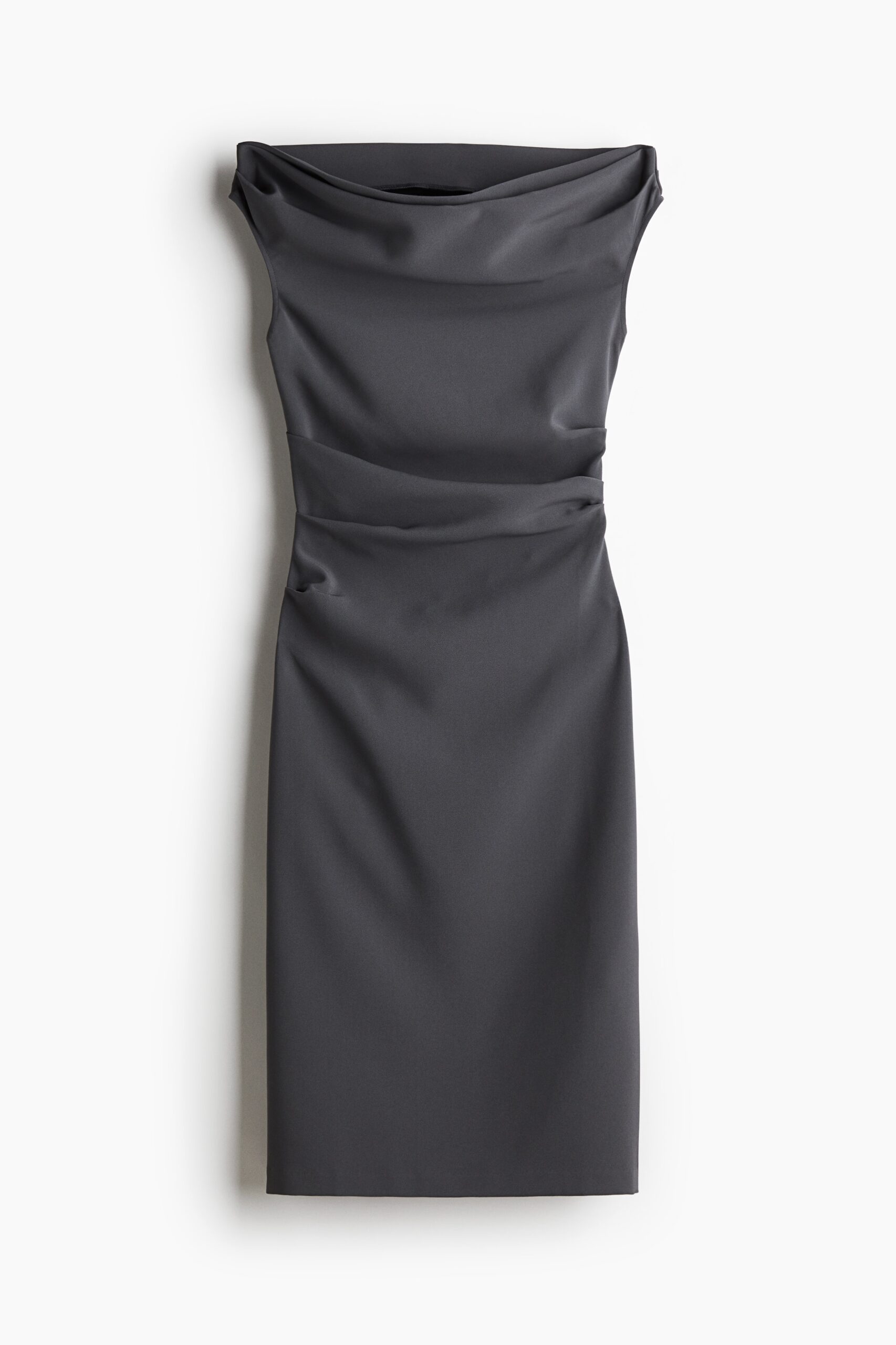 H & M - Gedrapeerde jurk van twill - Donkergrijs H & M - Gedrapeerde jurk van twill - Donkergrijs