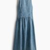 H & M - Denim jurk met uitlopende rok - Denimblauw