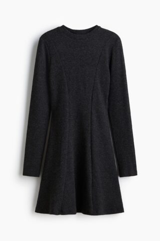 H & M - Gebreide mini-jurk - Donkergrijs Gemêleerd